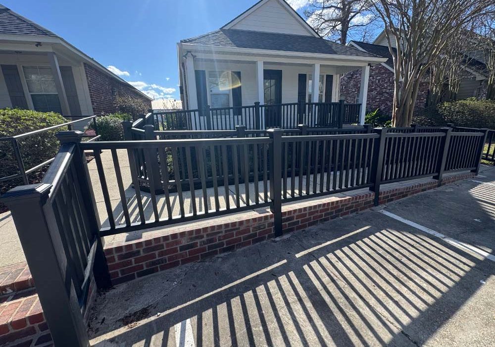 Aluminum railing installed on a porch for added protection in Baton Rouge