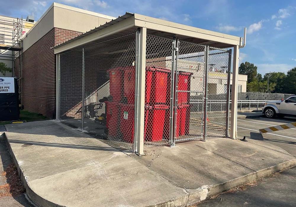 Custom chain link fence at commercial facility