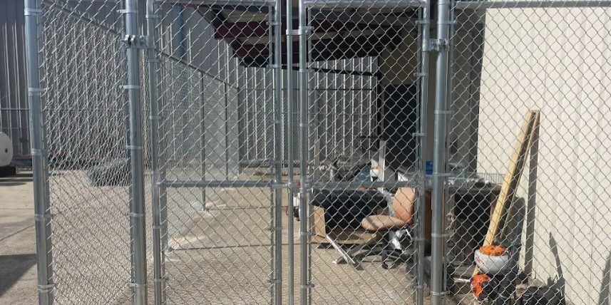 Chain link fence at commercial facility