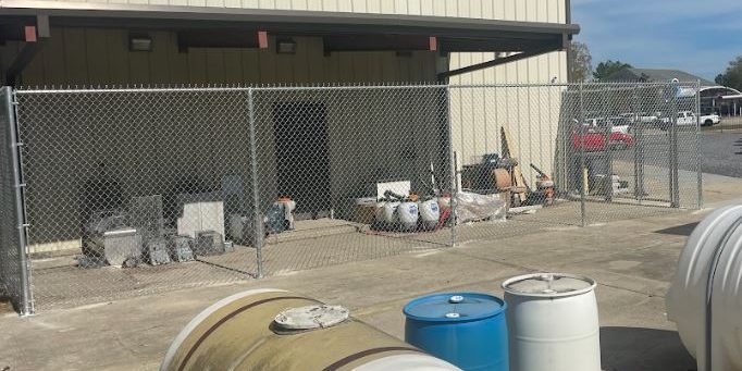 Chain link fence at commercial facility