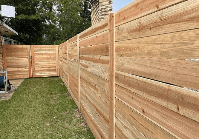 Finished wood fence project